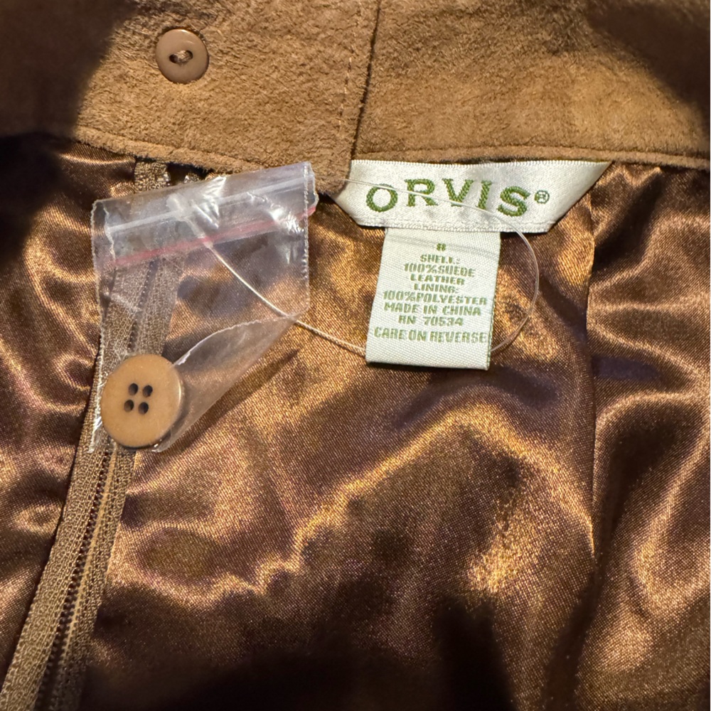 Suede Leather Midi Skirt-Orvis, Rich Brown - Picture 3 of 4